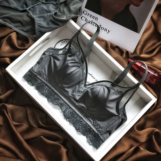 Crystal Cup Silk Japanese Satin Versatile Glossy Bra Set Big Breasts Look Small Large Size 9095 Underwear Black Set 1659087-954295 Recommended 90C95AB