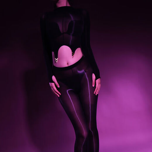 
Ailer/Olola's new style sexy horse oil one-piece stockings for women, glossy sexy suspender, one-piece body shaping tights, hollow crotch open stage, black, single size, nine-point sleeves-closed crotch [waist exposed suspender, glossy one-piece]