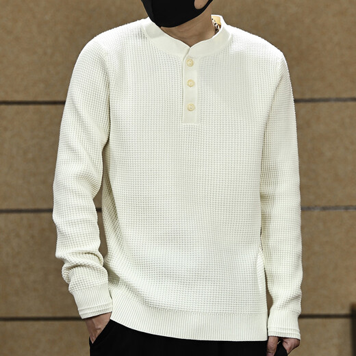 Yilang cool American retro Henry collar solid color sweater men's autumn new loose heavyweight high-end textured sweater for men red coffee L suitable for 130-145Jin Jin equals 0.5 kg