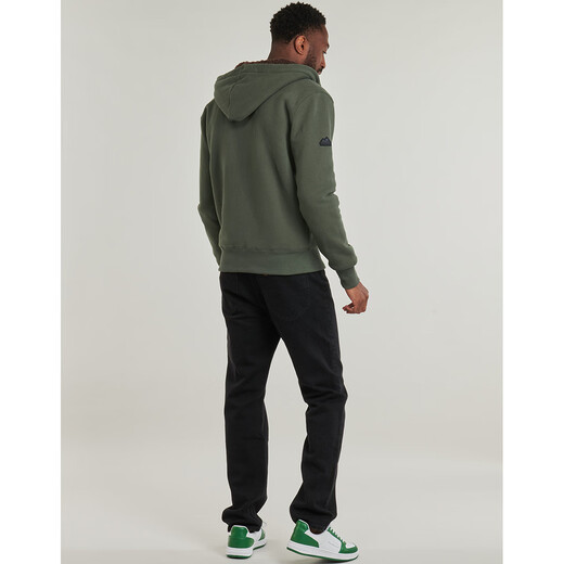 Superdry Men's Hooded Zipper Cardigan Sweatshirt Retro Khaki Plus Velvet Autumn Warm Trendy Casual Fleece Jacket Men's Khaki S (EU)