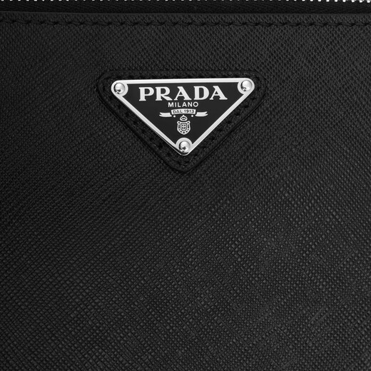 PRADA Brique Saffiano leather handbag shoulder bag men's black basic outfit (bag + dust bag)
