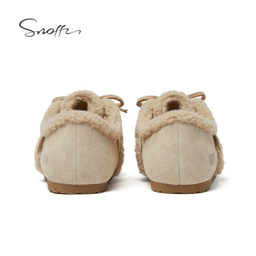 斯纳菲儿童棉鞋女童加绒保暖勃肯鞋小女孩时尚软底可爱毛毛鞋浅卡其27