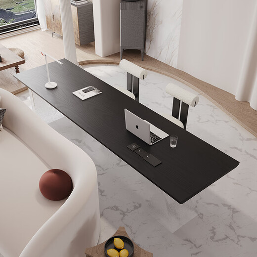 Oscarden solid wood desk, high-end, light luxury, large long table in the living room, home horizontal hall sofa, long table behind the sofa, study table, North American ash wood 220*60, wireless charging socket