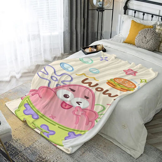Spongebob cute cartoon pattern flannel blanket dormitory office dual-use nap blanket gt-6 70cm*100cm single layer small size-leg blanket
