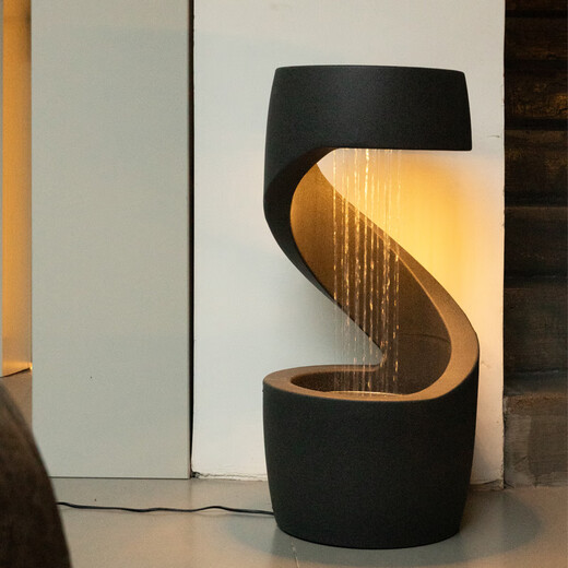 Waterfall of Sea, Sun, Stars, Light and Shadow, Modern Simple Atmosphere Light Decoration, Housewarming Gift, Balcony Terrace, Courtyard Water Decoration, Circulating Water, Black Gray