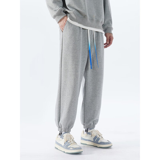 Semir brand special sale men's pure cotton leggings sweatpants youth loose and versatile casual sweatpants Hong Kong style trendy leggings 601 light gray S