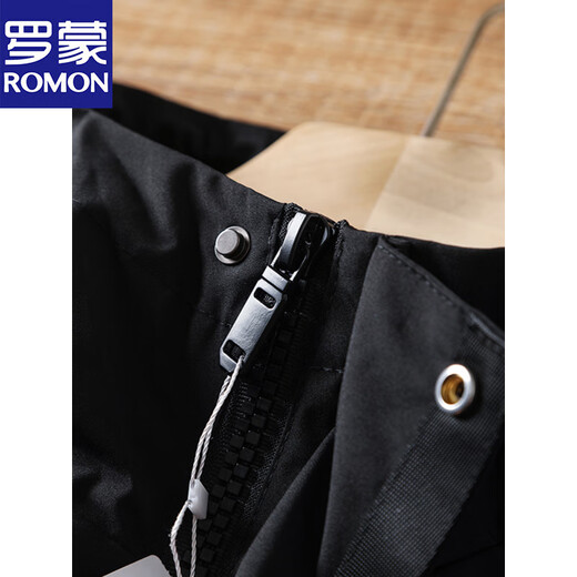 Romon Black Extra Large Size 2025 Spring and Autumn New Men's Hooded Mid-Length Parka Windbreaker Men Black XL