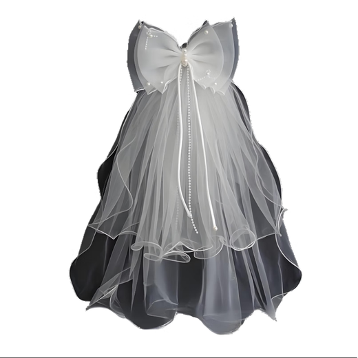 Fan Shengyu Children's Veil Girl Princess Dress Bow Tiara Birthday Hairpin Baby Flower Girl Hair Accessory Girl Hairpin Wedding Dress Bow Veil-50cm