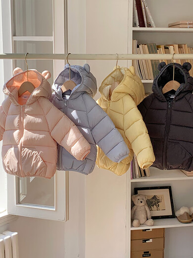 Xiaohongshu hot style boys and girls jackets children's jackets 2025 winter children's clothing boys and girls letter cotton coat baby trendy black cm 90