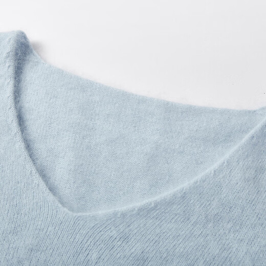 Xiangying sheep wool + cashmere haze blue sweater women's 2025 winter new super nice v-neck sweater yellow M 160/84A/95-110Jin Jin equals 0.5 kg