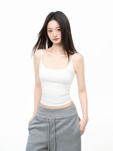 IiiamX white u tie chest pad camisole women's summer outer sleeveless inner wear hot girl beautiful back top white S Recommended-Jin Jin is equal to 0.5 kg