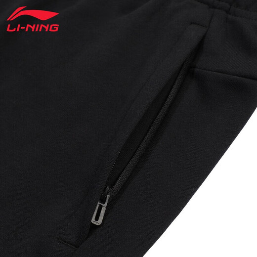 Li Ning sweatpants men's 2025 new velvet thickened trousers warm pants loose cold-proof casual versatile sweatpants for women standard black (flat mouth straight pants + velvet warmth) XL