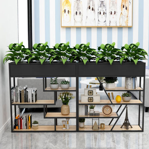 Fantasy iron partition shelf screen modern simple green plant flower stand office planter cafe locker A type 12*25*15