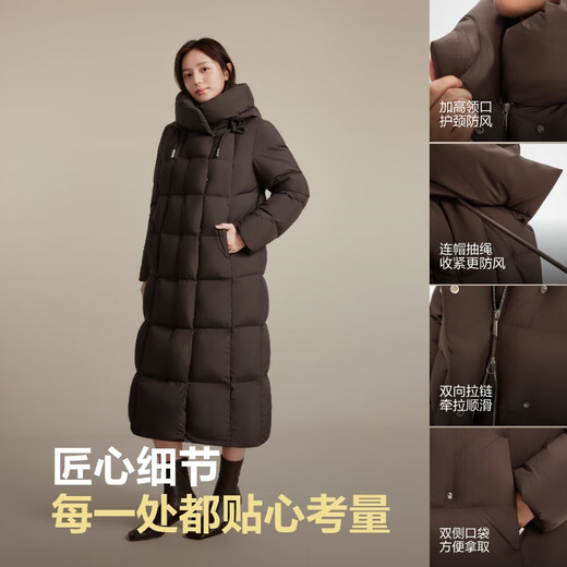 BOSIDENG down jacket women's 90 velvet long hooded classic casual urban casual winter jacket B250245184 Fragrant black 8F41 S 160/84A Weight about 100-110 Jin Jin equals 0.5 kg