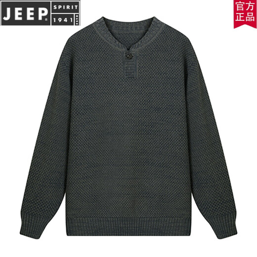 JEEP SPIRIT autumn and winter men's long-sleeved lazy Henry collar sweater sweater warm thickened youth retro cotton sweater top sweater Mituo S 165