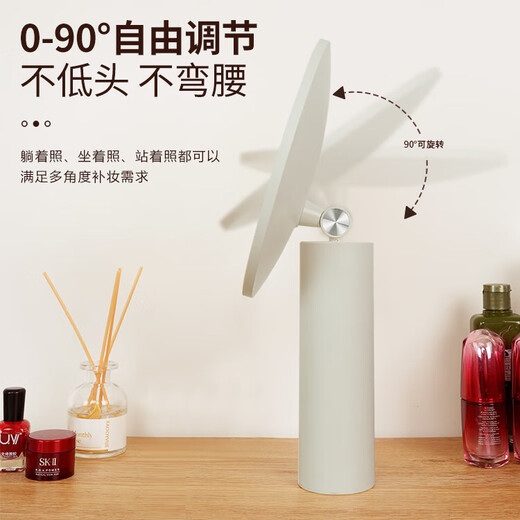 Makeup mirror with light LED smart beauty mirror gift box model Miguang flat desktop desktop high-definition makeup mirror practical gift for girls, friends and wife New Year's Day birthday gift white