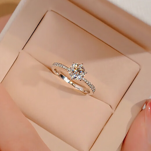 MZMZ platinum ring for women pt950 platinum engagement six claw diamond ring Valentine's Day birthday gift for girlfriend and wife local warehouse/next day delivery - light luxury one carat diamond ring for women