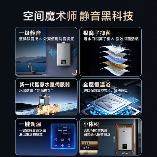 NORITZ Huixin Jingjie PRO 16 liter gas water heater natural gas first level silent water volume server whole house constant temperature silver ion antibacterial 16EQ42AFEX