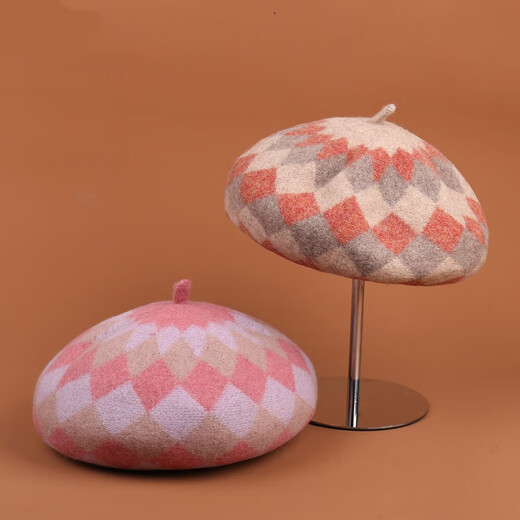 Lee dprre autumn and winter woolen beret new fashion ladies British elegant temperament retro literary versatile painter hat navy + gray one size 55-58cm