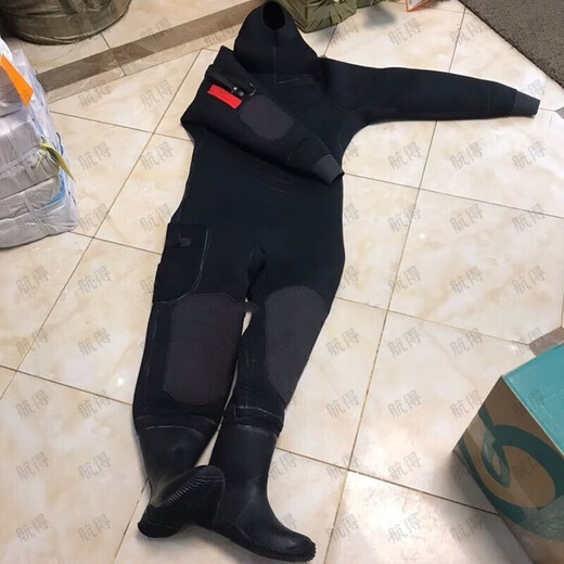 Hangde winter full dry wetsuit one-piece 6MM thickened waterproof and warm wetsuit wear-resistant cold dry suit deep diving without hood (one piece) L (height 170-175cm)