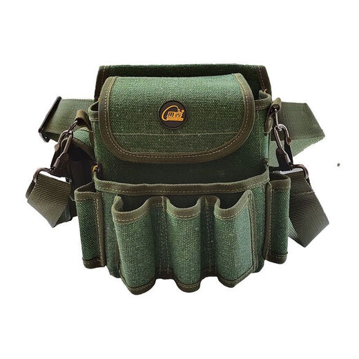 Vinoa Crossbody Reinforced Electrician Tool Bag Canvas Multifunctional Water and Electricity Weak Current Installation Tool Belt Bag Thickened Wear-Resistant and Portable Use Xin03 Military Green Crossbody Enhanced Version (Shoulder Strap + Belt)