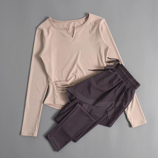 LI NING Li Ning Flagship Store 2025 autumn and winter new yoga clothing set for women, high-end Pilates training fitness long green top + green pants L