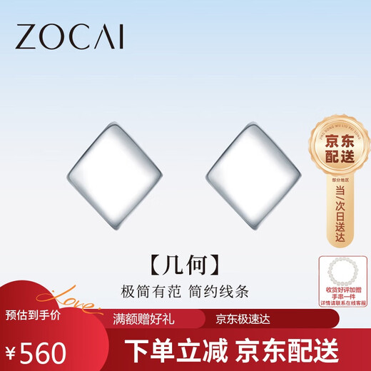 Zokayi platinum earrings PT950 couple earrings simple and versatile Chinese Valentine's Day gift E01246