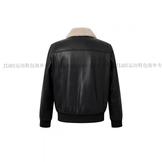 HAZZYS 2025 Autumn New Men's Removable Fur Collar Filled Leather Top Official Authentic Black M 170/92A 46