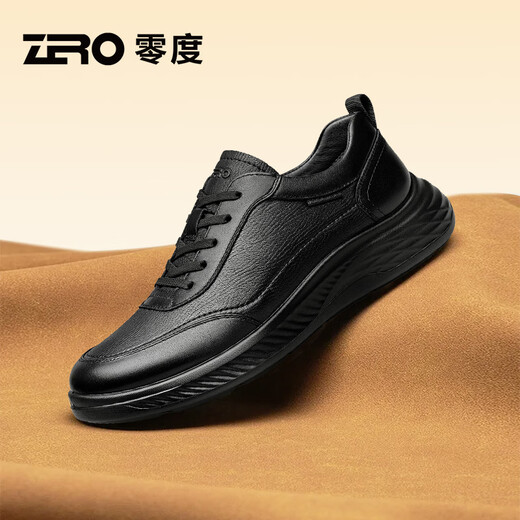 Zero Men's Shoes Autumn New Business Commuting British Casual Leather Shoes Versatile Soft Sole Sports Shoes Black 40