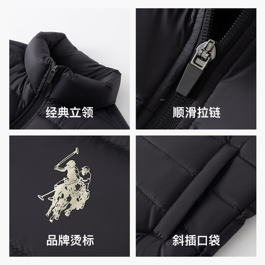 U.S. POLO ASSN. Down vest men's autumn and winter outdoor windproof versatile vest warm vest men's jacket black XL