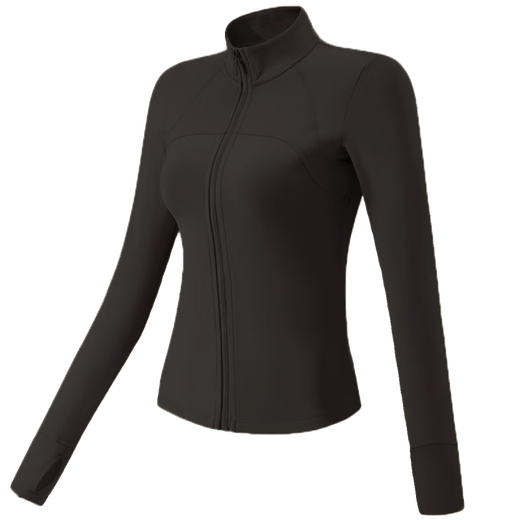 LULU velvet stand-up collar yoga wear women's sports jacket slimming cycling wear fitness wear elastic tight long-sleeved top linen green + white L