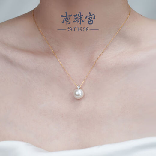 18K gold large round freshwater pearl pendant Princess Diana style female CD019KDJ 18K pendant + 925 silver refined freshwater pearl 14-15mm
