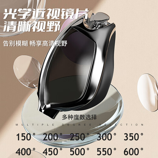 DEATKN German brand swimming goggles high-definition waterproof and anti-fog glasses diving equipment men's degree swimming cap set with earplugs electroplated black high-definition anti-fog and anti-UV free earplugs nose clip flat light