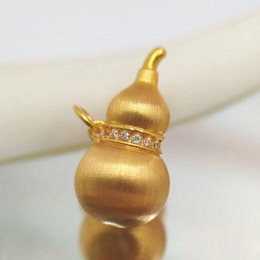 18K gold large version brushed gourd pendant, blessing and wealth, gift for mother, birthday gift for girlfriend, necklace for women, yellow