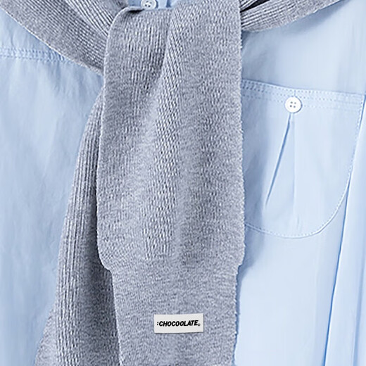 CHOCOOLATE it women's pure cotton blue shirt jacket women's autumn and winter shawl shirt two-piece set layered loose top women's blue shirt two-piece set S