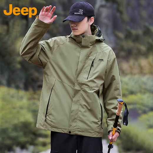 Jeep (JEEP) jacket men's autumn and winter three-in-one assault top jacket polar fleece men's military green XL
