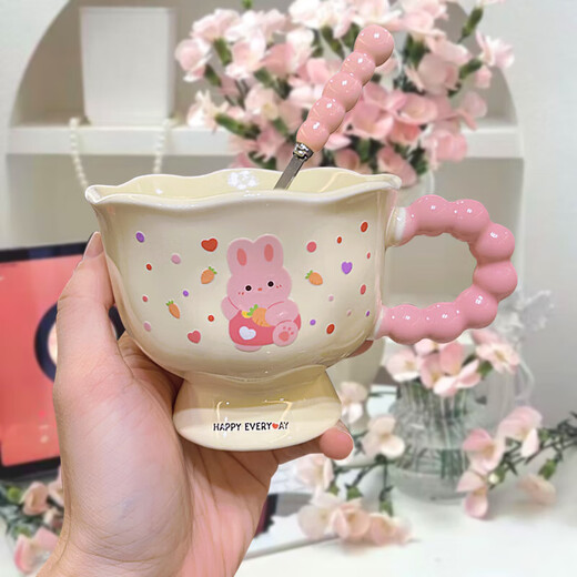 Cute cartoon cinnamon dog ins mug, high-looking cup, ceramic couple water cup, birthday gift for girls, blue party cinnamon dog, single cup