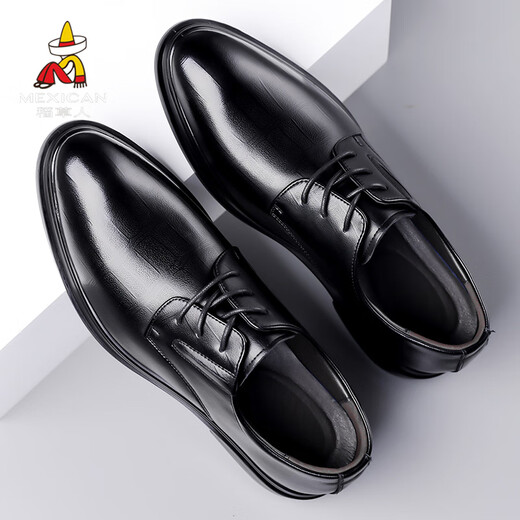 Scarecrow business casual leather shoes men's formal shoes dad derby shoes wedding shoes black 41
