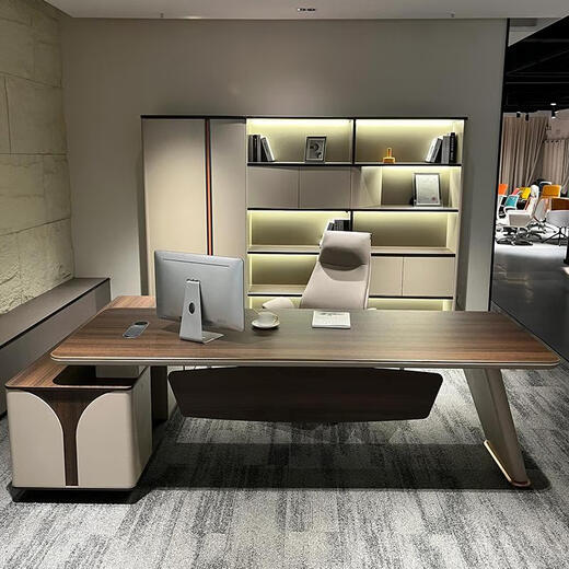 Aesthetic school new Chinese style solid wood desk North American walnut light luxury high-end executive desk modern simple boss desk size customization (contact customer service)