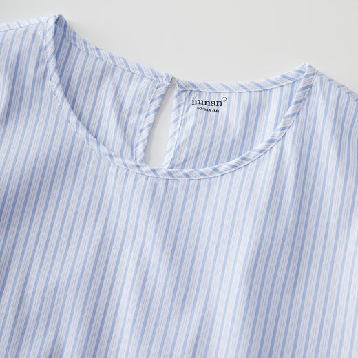 茵曼（INMAN）法式不规则设计感条纹衬衫2025早秋新款时尚气质百搭长袖衬衣 蓝白条纹 S