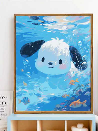
Qilicai Summer Swimming Pool Sanrio Kulomi IY Digital Oil Painting Hand-painted Filled Colored Cartoon Acrylic Decorative Painting LL16786 Acrylic Painting + Professional Oil Canvas + Multiple Professional Paintings