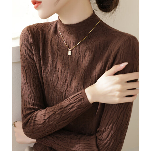 Yu Zhaolin (YUZHAOLIN) soft and waxy half-high collar knitted bottoming shirt with texture for women in autumn and winter new style with high-end western style slim sweater black