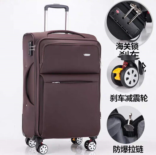 Multifunctional Oxford cloth suitcase trolley case with universal wheels, high-end suitcase for male and female students, exquisite password box, brown upgraded version 30 inches