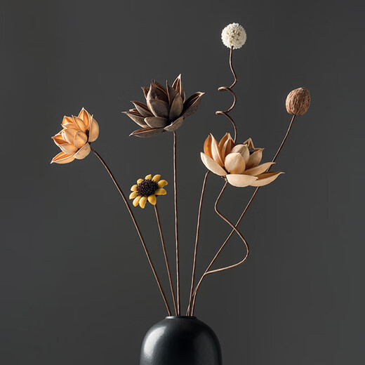 Dried flower bouquet, real flower decoration, lotus, dried lotus pod, natural lotus root, Zen flower arrangement, Chinese style living room decoration, dried flower combination 5019
