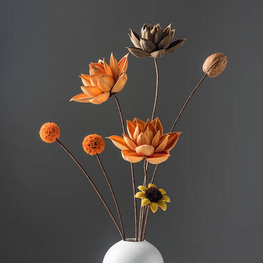 Dried flower bouquet, real flower decoration, lotus, dried lotus pod, natural lotus root, Zen flower arrangement, Chinese style living room decoration, dried flower combination 5019