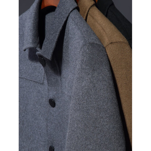 Montagut Double-sided Cashmere Coat Men's Middle-aged Autumn and Winter Short Lapel Jacket Wool Woolen Casual Jacket Black 2XL 185/100A