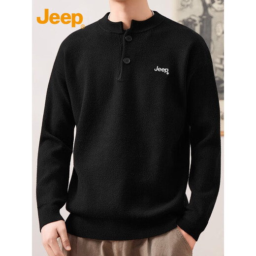 Jeep (JEEP) Henry Collar Sweater Men's Solid Color Inner Sweater 2025 Autumn and Winter Pullover Bottoming Sweater Men 25001 Gray Jeep Official M _ 90-110Jin Jin equals 0.5 kg