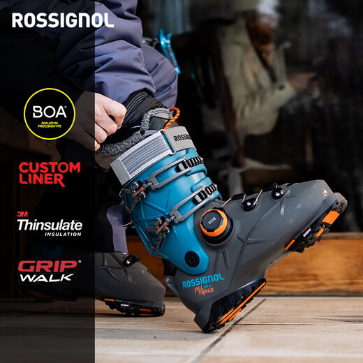 ROSSIGNOL Jinji 25/26 nouvelles chaussures de ski double planche homme ALLTRACK toutes régions BOA raquettes à tenue rapide gris acier/bleu pétrole (dureté 110) 42/42,5