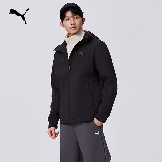 PUMA water-repellent velvet warm sports jacket for men and women, new autumn and winter casual jacket for couples 694687 Black-01 M (175/96A)