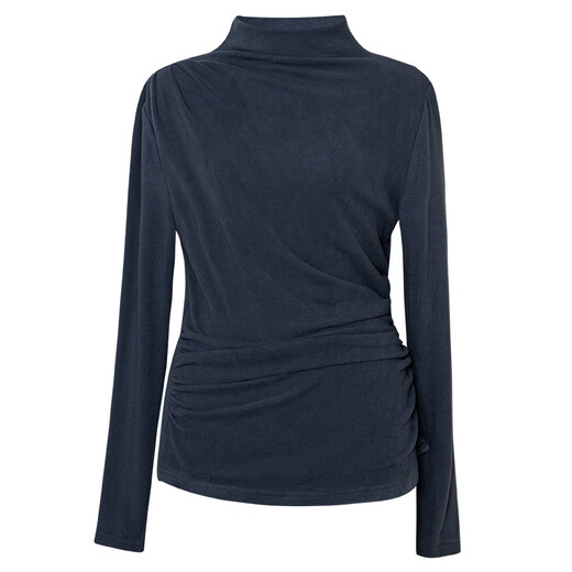 ROEYSHOUSE Luo Yi high-end pleated half turtleneck bottoming sweater for women in winter slimming inner sweater 13113 blue 2XL